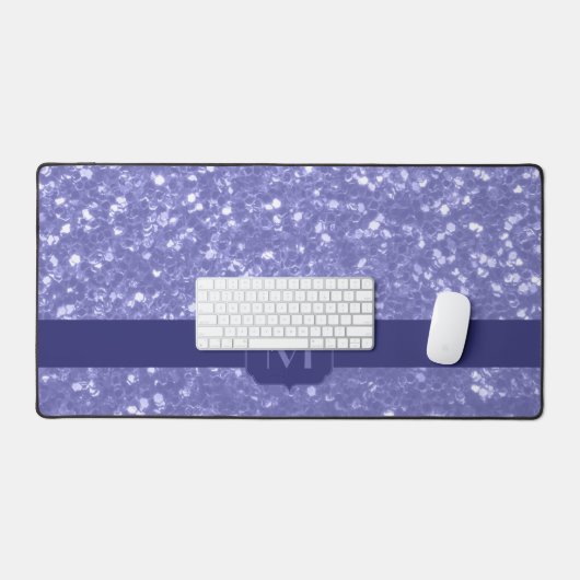 Lavendel violette Glitzern Glitzer bling Monogram Schreibtischunterlage (Tastatur & Maus)
