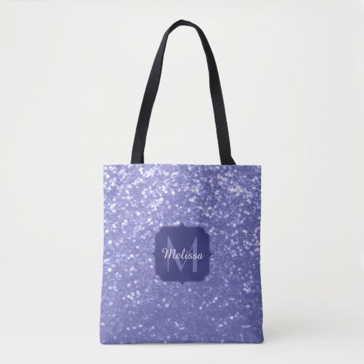 Lavendel violette Glitzern Glitzer bling Monogram Tasche (Vorderseite)