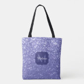 Lavendel violette Glitzern Glitzer bling Monogram Tasche (Rückseite)