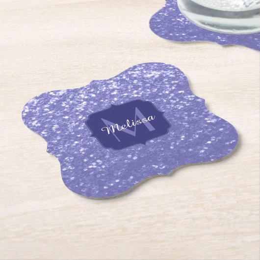 Lavendel violette Glitzern Glitzer bling Monogram Untersetzer (angewinkelt)