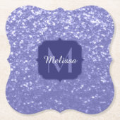 Lavendel violette Glitzern Glitzer bling Monogram Untersetzer (Vorderseite)