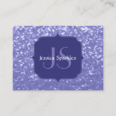 Lavendel violette Glitzern Glitzer bling Monogram Visitenkarte (Vorderseite)