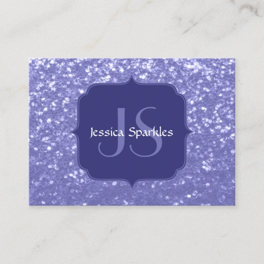Lavendel violette Glitzern Glitzer bling Monogram Visitenkarte (Vorderseite)