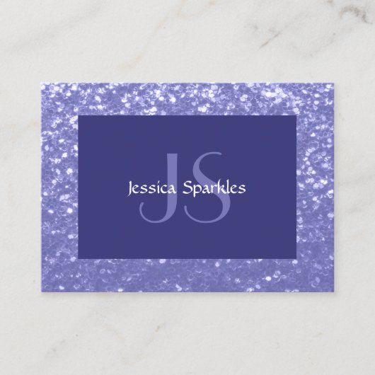 Lavendel violette Glitzern Glitzer bling Monogram Visitenkarte (Vorderseite)