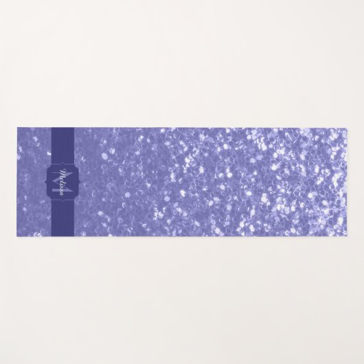 Lavendel violette Glitzern Glitzer bling Monogram Yogamatte (Vorderseite (Horizontal))