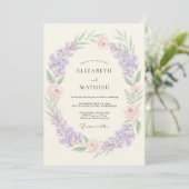 Lavendel-Violette Hochzeit Einladung (Stehend Vorderseite)