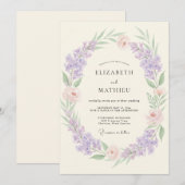 Lavendel-Violette Hochzeit Einladung (Vorne/Hinten)