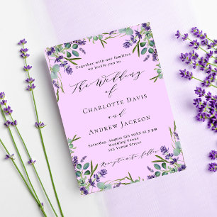 Lavendel violette rosa Blumen Hochzeit  Einladungspostkarte