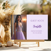 Lavendel violettes Foto Quinceanera Gästebuch