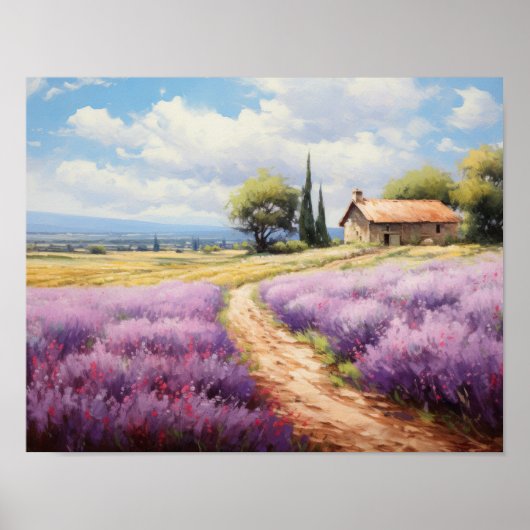 Lavendel Wasserfall Bauernhof Poster (Vorne)