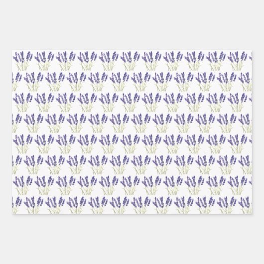 Lavendel Wasserfarbe Blume 3 Hübsche Variationen Geschenkpapier Set (Vorderseite 3)