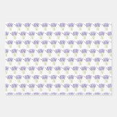 Lavendel Wasserfarbe Blume 3 Hübsche Variationen Geschenkpapier Set (Vorderseite)