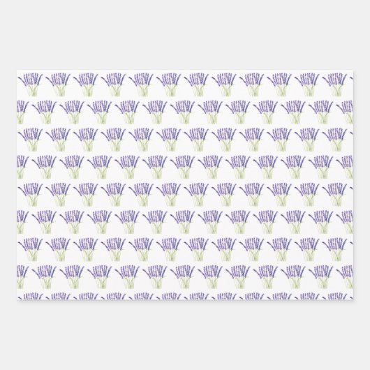 Lavendel Wasserfarbe Blume 3 Hübsche Variationen Geschenkpapier Set (Vorderseite)