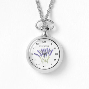 Lavendel-Wasserfarbe-Blumen-Violett-Modern  Armbanduhr