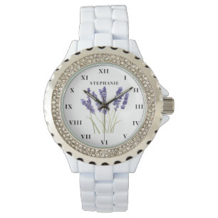 Lavendel Wasserfarbe Lila Moderne Armbanduhr