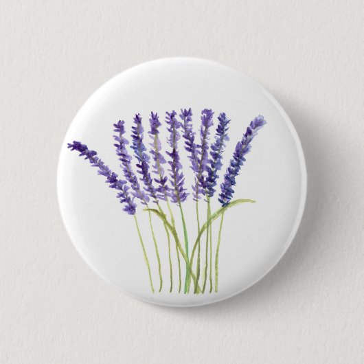 Lavendel Wasserfarbe rustikale violette Blumen Button (Vorderseite)