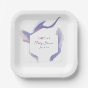 Lavendel-Wasserfarbe-Sechseck-Baby-Party Pappteller