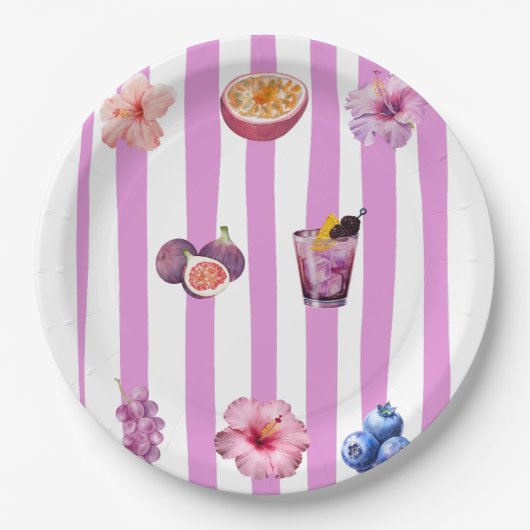 Lavendel-Wasserfarben-Botanik-Muster Pappteller (Vorderseite)
