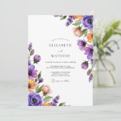 Lavendel Wasserfarben-Hochzeit Einladung (Stehend Vorderseite)