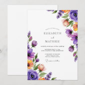 Lavendel Wasserfarben-Hochzeit Einladung (Vorne/Hinten)