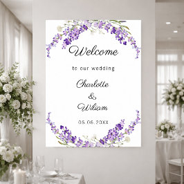 Lavendel-Wasserfarben-Hochzeitsbegrüßung Poster