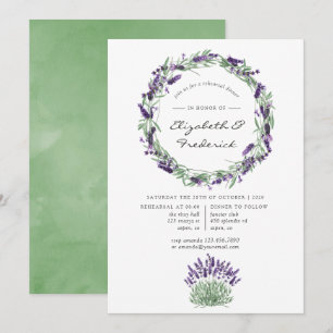 Lavendel-Wasserfarben-Hochzeitsprobedinner Einladung