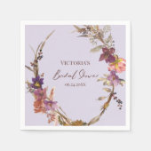 Lavendel-Wasserfarben-Wildblumen-Brautabschied Serviette (Vorderseite)