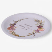 Lavendel-Wasserfarben-Wildblumen-Papierteller Pappteller (Schrägansicht)