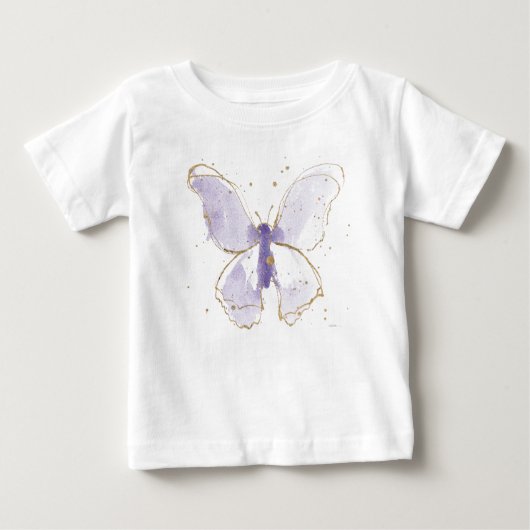 Lavendel Wasserfarbenschmetterling Baby T-shirt (Vorderseite)