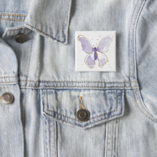 Lavendel Wasserfarbenschmetterling Button