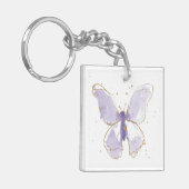 Lavendel Wasserfarbenschmetterling Schlüsselanhänger (Vorderseite links)