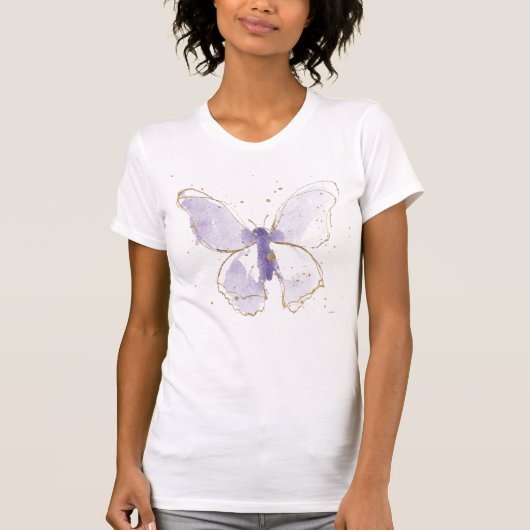 Lavendel Wasserfarbenschmetterling T-Shirt (Vorderseite)