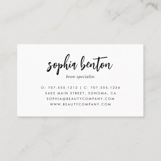 Lavendel Watercolor Brow Services Visitenkarte (Rückseite)