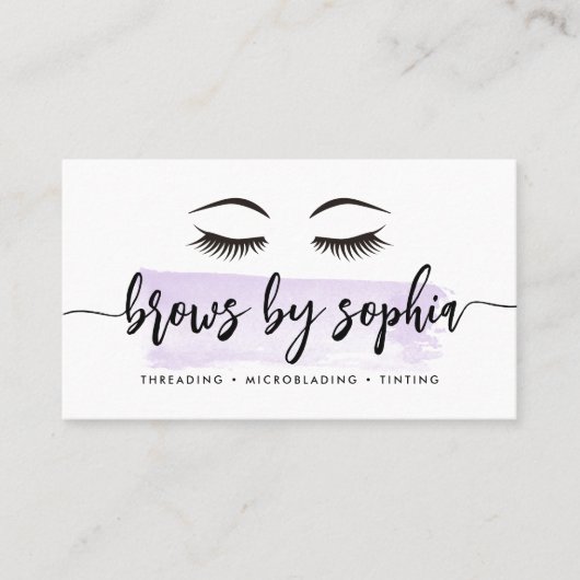Lavendel Watercolor Brow Services Visitenkarte (Vorderseite)