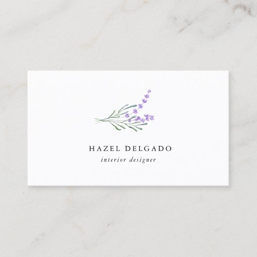Lavendel Watercolor Floral Business Card Visitenkarte (Vorderseite)