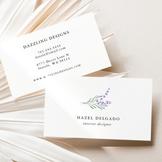 Lavendel Watercolor Floral Business Card Visitenkarte