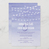 Lavendel Watercolor String Lights Einladung (Vorne/Hinten)