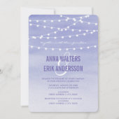 Lavendel Watercolor String Lights Einladung (Vorderseite)