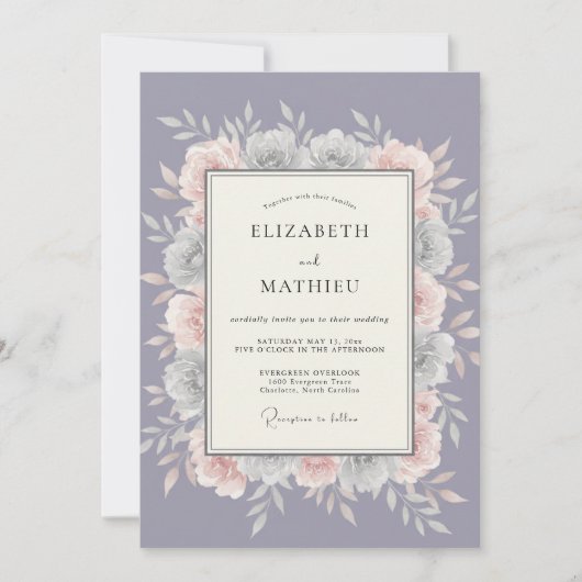 Lavendel-Weichblüten-Hochzeit Einladung (Vorderseite)