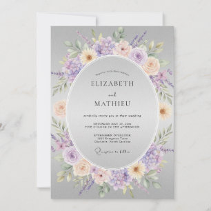 Lavendel-weiche florale Umarmung Hochzeit Einladung