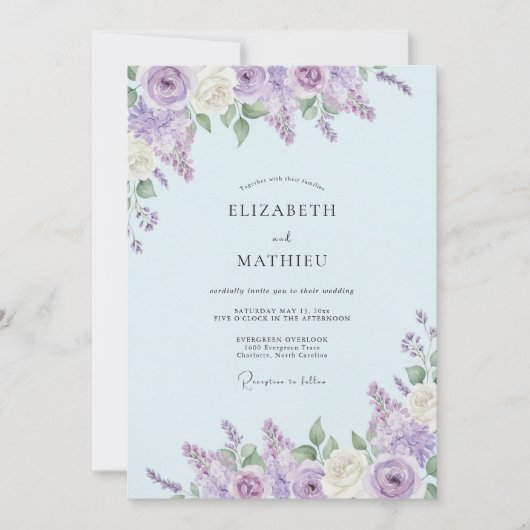 Lavendel-Weiche Frühlings-Blumenhochzeit Einladung (Vorderseite)