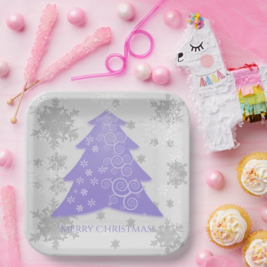 Lavendel Weihnachtsbaumplatte Pappteller (Party)