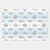 Lavendel Weihnachtsdorf Geschenkpapier Set (Vorderseite)