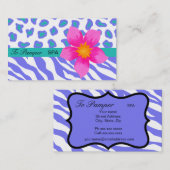 Lavendel, Weiß, Aquamarine Zebra und Geparderhaut Visitenkarte (Vorne/Hinten)