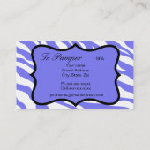 Lavendel, Weiß, Aquamarine Zebra und Geparderhaut Visitenkarte (Rückseite)