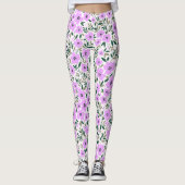 Lavendel Weiße Blüte Gemustert | LEGGINGS (Vorderseite)