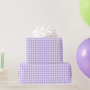Lavendel Weiße Gingham-Geburtstagsbrause Hochzeit Geschenkpapier