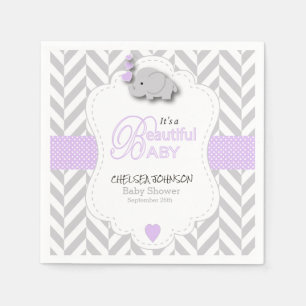 Lavendel, weiße graue Elefant-Babyparty Serviette