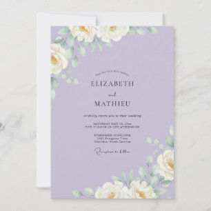 Lavendel Weiße Ranunculus Eukalyptus Hochzeit Einladung