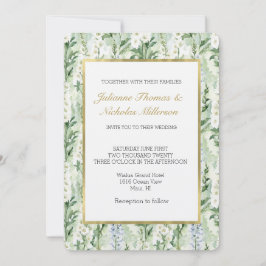 Lavendel Weiße Rittersporn Blumen Hochzeit Einladung